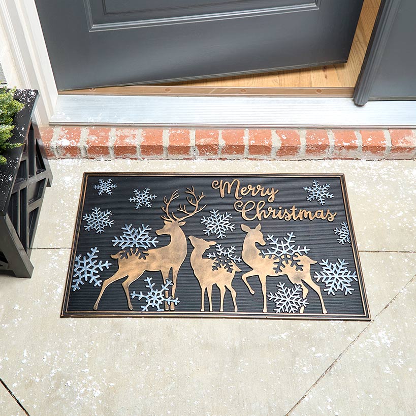 Christmas Deer Set of 2 Stair Treads or Doormat