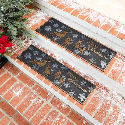 Christmas Deer Set of 2 Stair Treads or Doormat