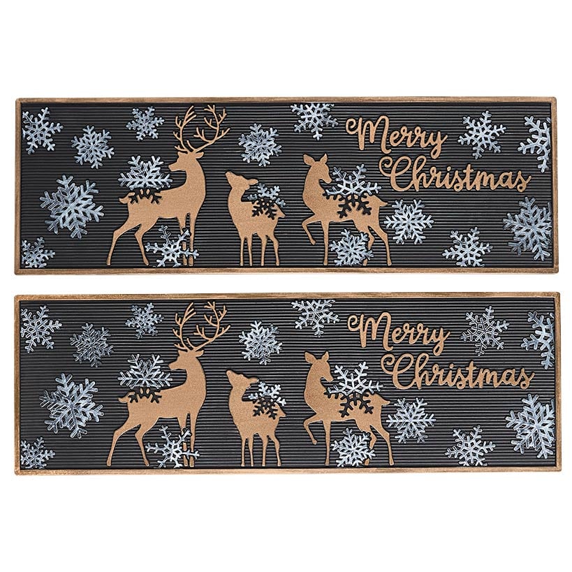 Christmas Deer Set of 2 Stair Treads or Doormat