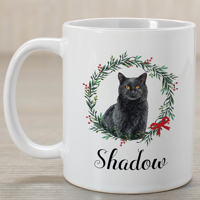 Personalized Christmas Cat Coffee Mugs