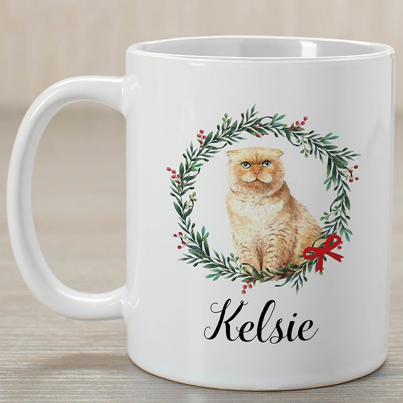 Personalized Christmas Cat Coffee Mugs