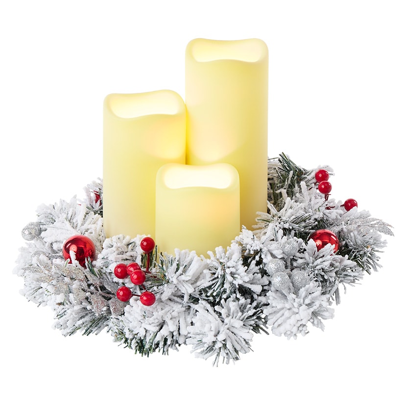 Christmas Frosted Pine With Red Bows Décor