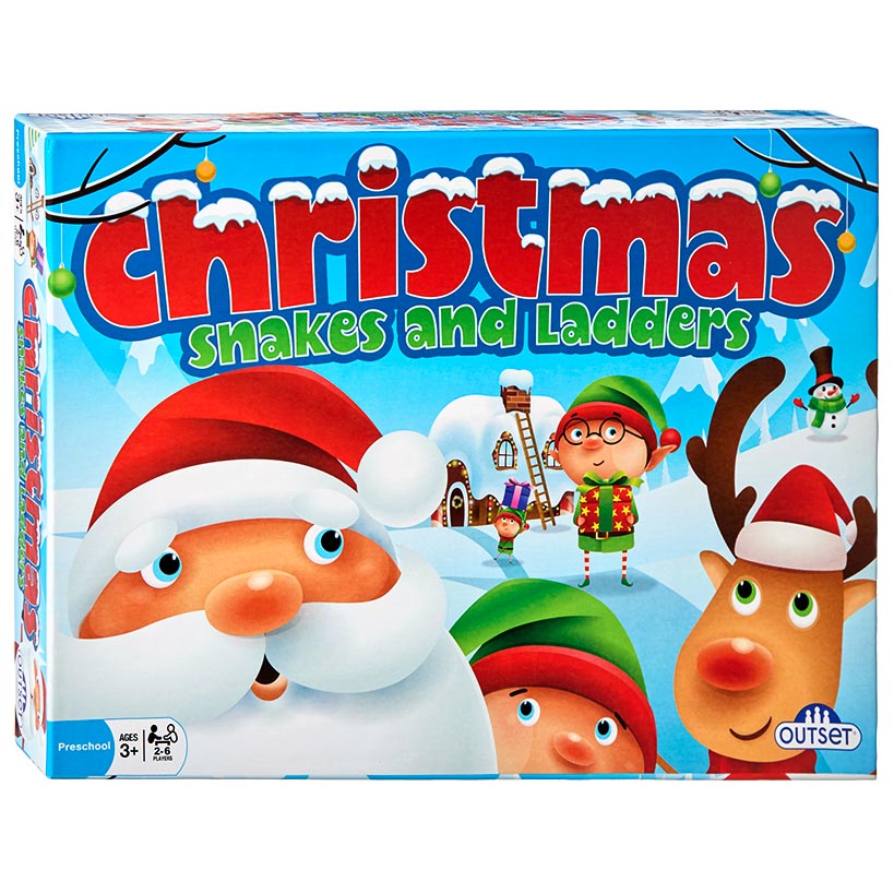 Christmas Snakes and Ladders Game - Family Board Game for Kids and Adults
