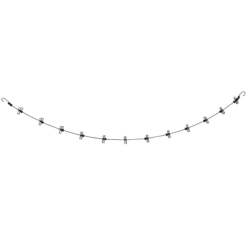 Camping Retractable Clothesline - 12 Pins, 13 Buckles and 70" Long
