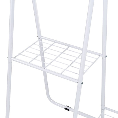 Clothing Rack with Shelves and Hanging Bar White
