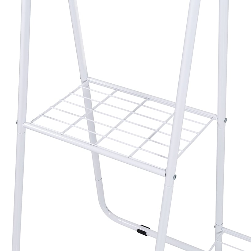 Clothing Rack with Shelves and Hanging Bar White