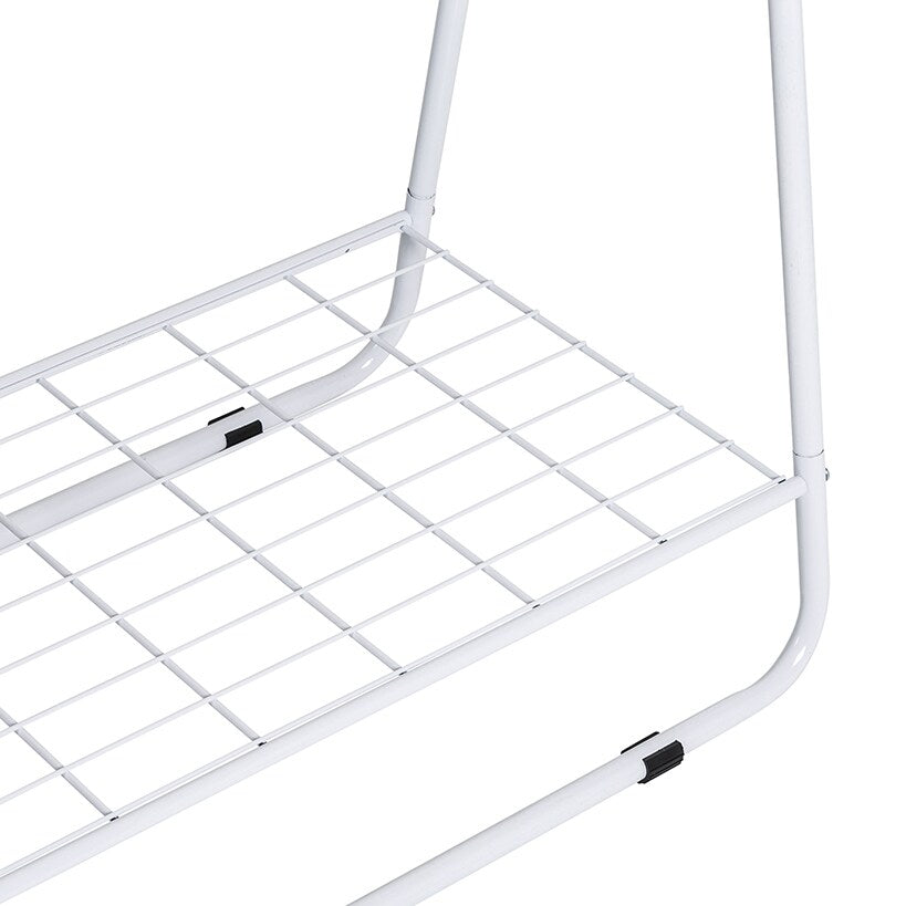 Clothing Rack with Shelves and Hanging Bar White