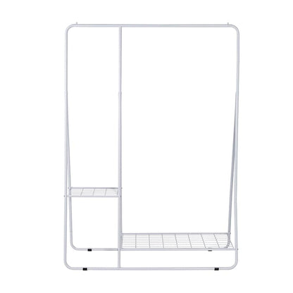 Clothing Rack with Shelves and Hanging Bar White