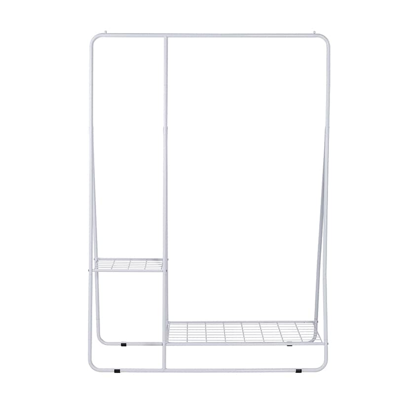 Clothing Rack with Shelves and Hanging Bar White