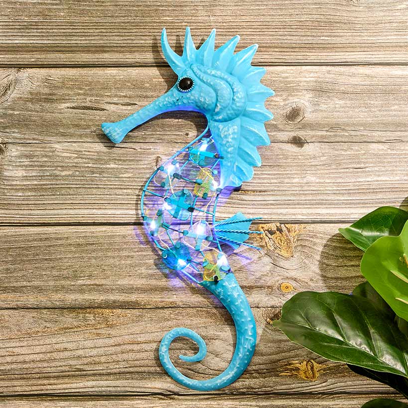Lighted Outdoor Coastal Metal Wall Decor#select-art_seahorse