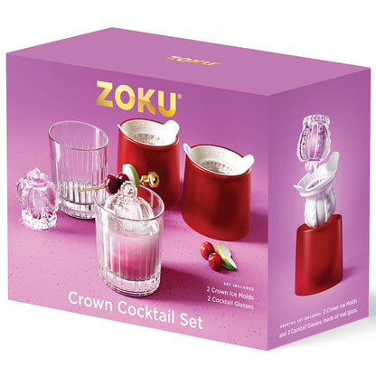 Cocktail Glass and Crown Ice Mold Gift Set