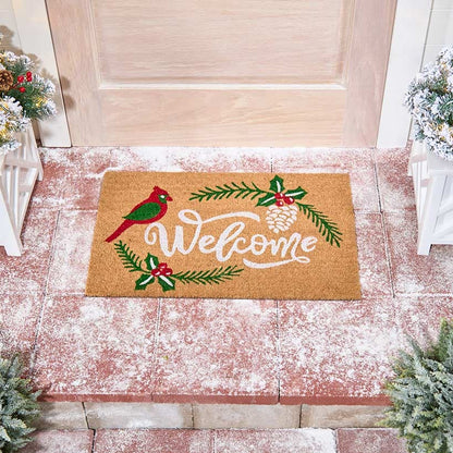 Christmas Welcome Coir Doormat