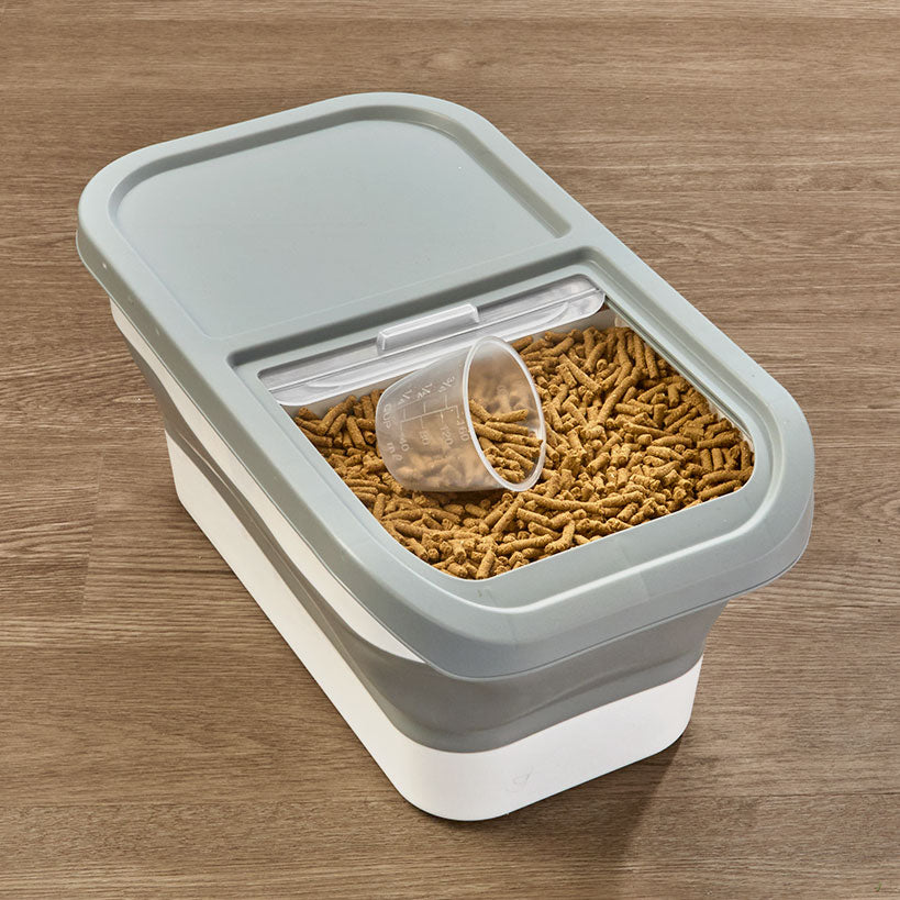 Dog Food Storage Container - Collapsible, 18LB Capacity, Sliding Lid