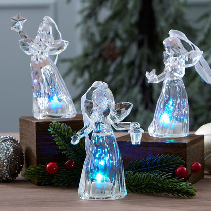 Christmas Angel Trio Ornament Set Color Changing