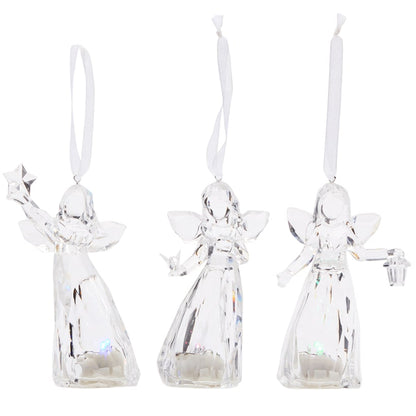 Christmas Angel Trio Ornament Set Color Changing