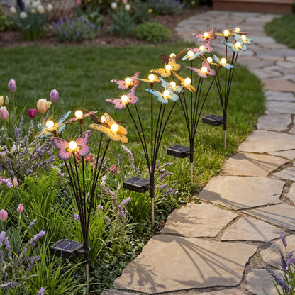 Colorful Solar Butterfly Bouquet Stake With Motion