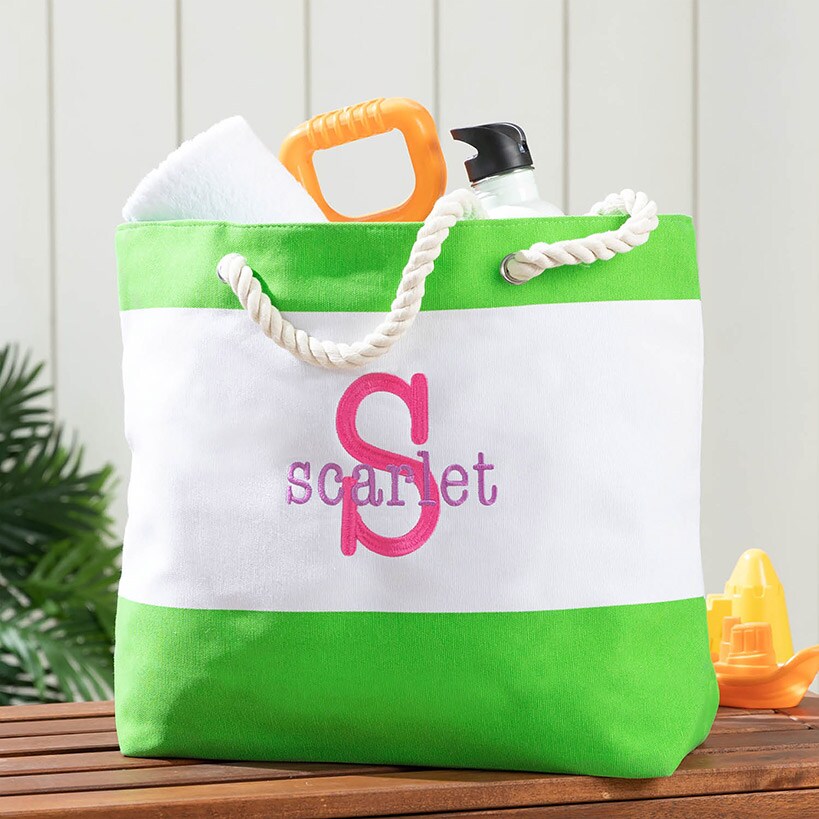 Personalized Colorful Beach Tote#select-color_green