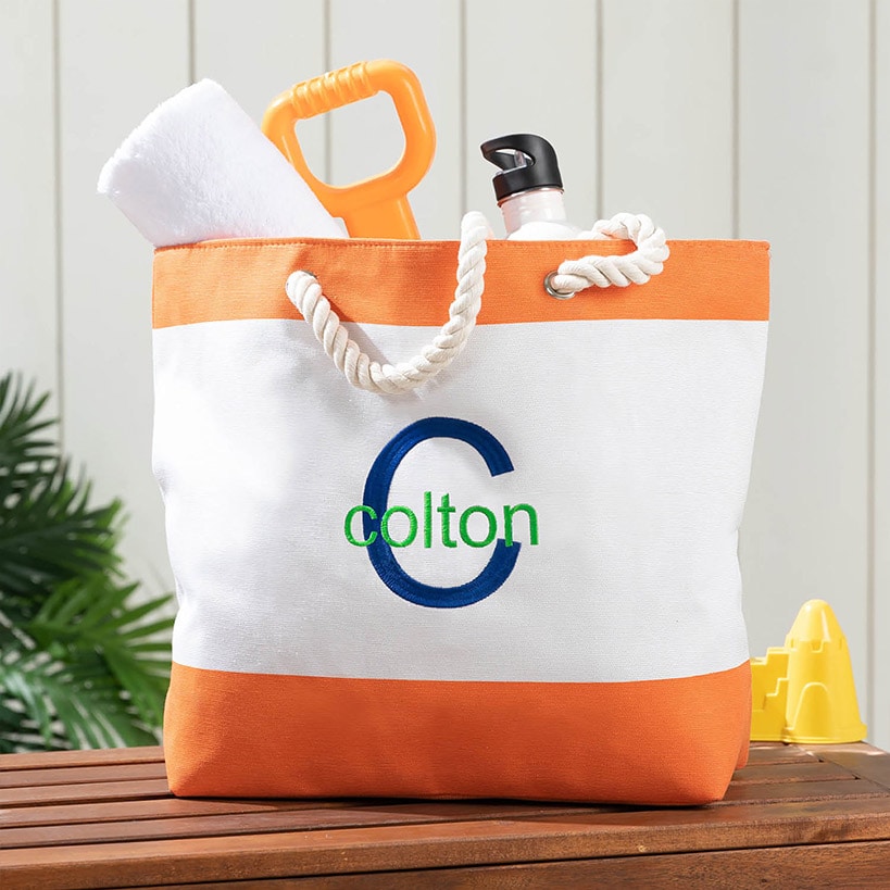 Personalized Colorful Beach Tote#select-color_orange