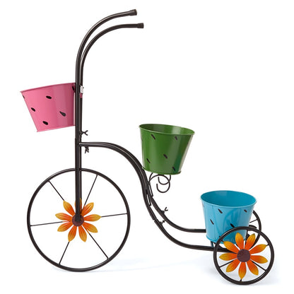 Vibrant Bike Planter With 3 Pots And Flower Wheels
