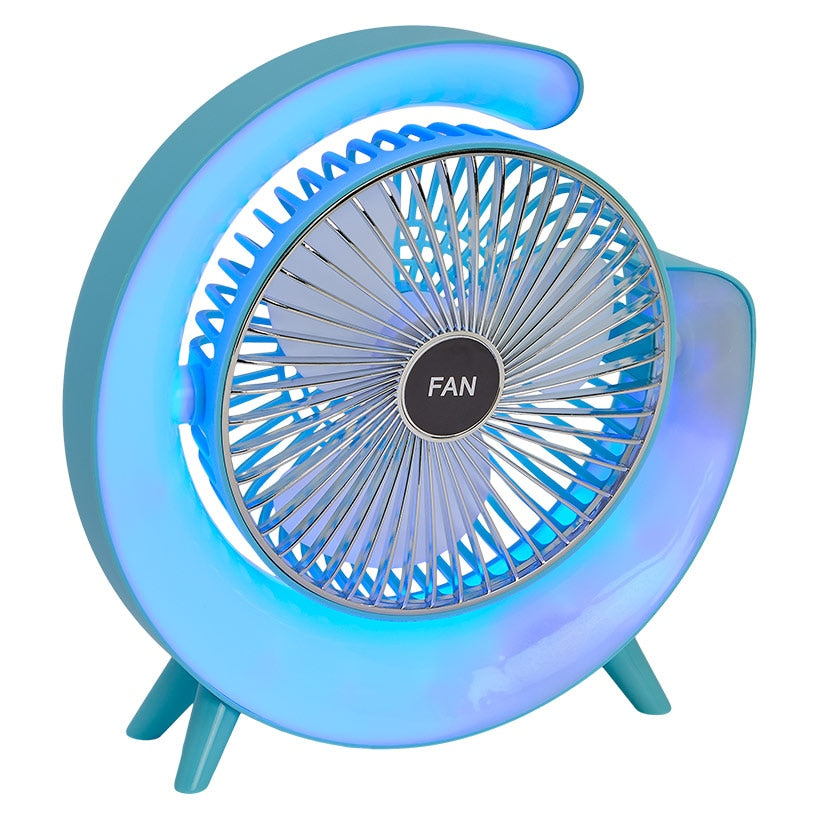 USB Rechargeable Desktop Fan With LED Lights