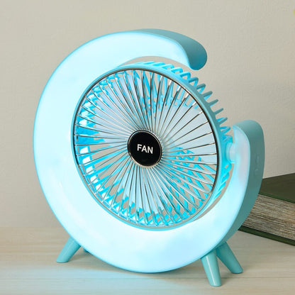 USB Rechargeable Desktop Fan With LED Lights