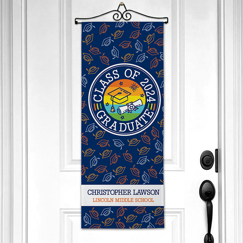 Personalized Graduation Colorful Grad Caps Wall Hanging