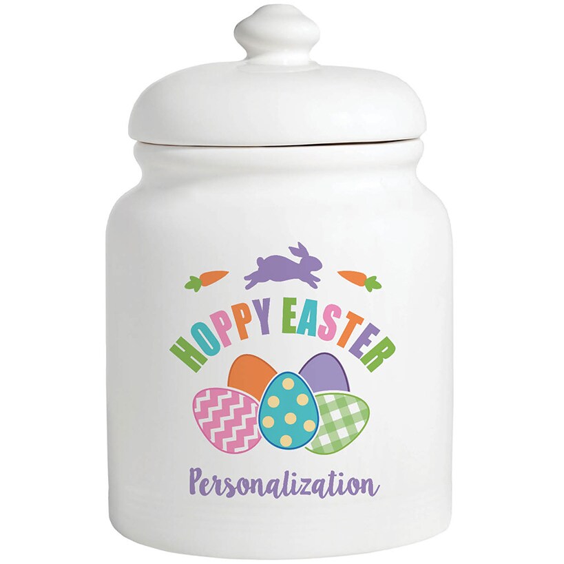 Personalized Colorful Hoppy Easter Cookie Jar