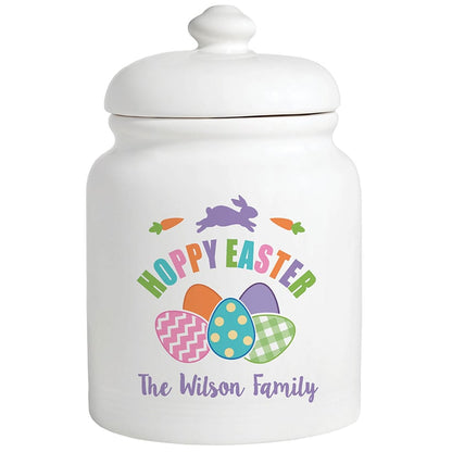 Personalized Colorful Hoppy Easter Cookie Jar