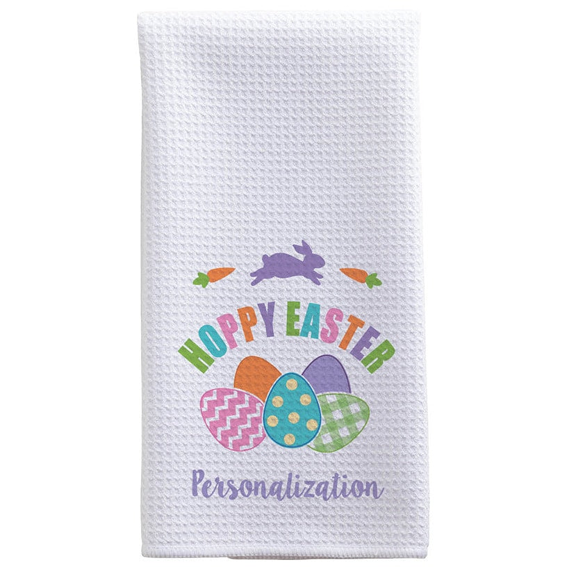 Personalized Colorful Hoppy Easter Tea Towel