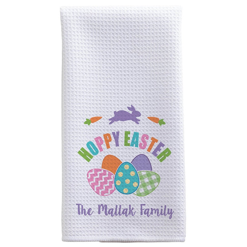 Personalized Colorful Hoppy Easter Tea Towel