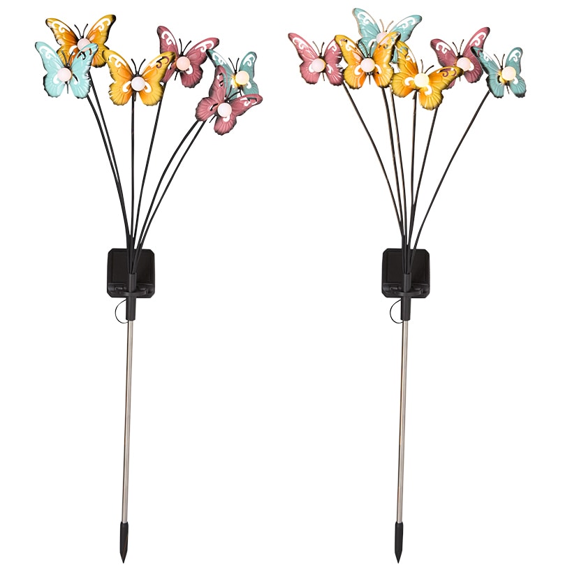Colorful Solar Butterfly With Motion Bouquet Stake
