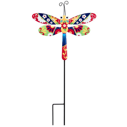 Talavera-Inspired Garden Stakes-Hummingbird, Dragonfly, and Butterfly