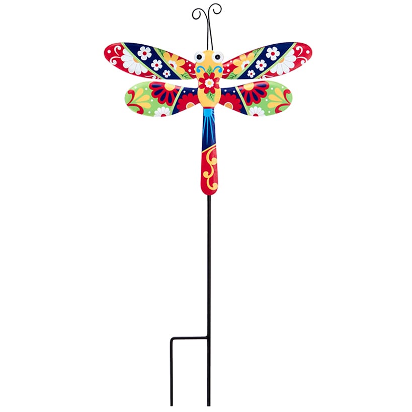 Talavera-Inspired Garden Stakes-Hummingbird, Dragonfly, and Butterfly