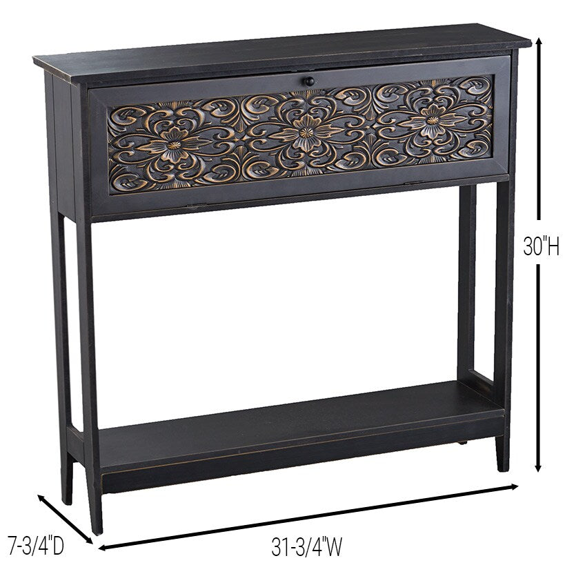 Slim Carved Design Console Tables with Hidden Storage
