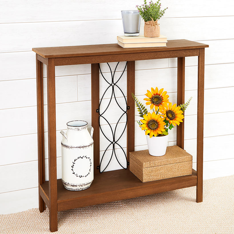 Decorative Wood-Like Console Table or Matching Shelf with Metal Scroll#select-item_console-table
