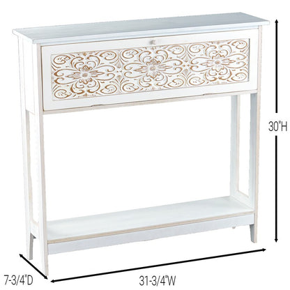 Slim Carved Design Console Tables with Hidden Storage
