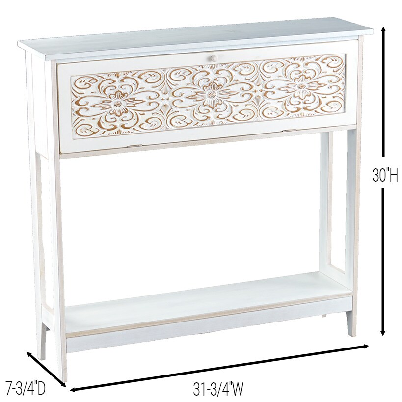 Slim Carved Design Console Tables with Hidden Storage