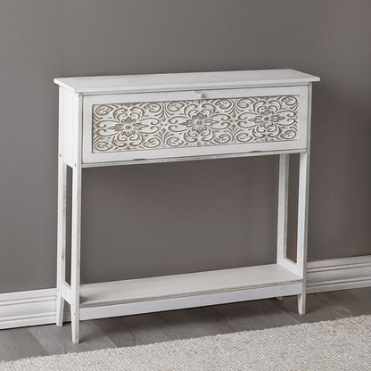 Slim Carved Design Console Tables with Hidden Storage