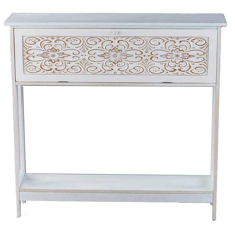 Slim Carved Design Console Tables with Hidden Storage