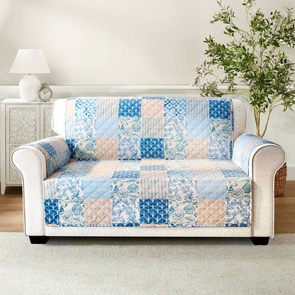 Coral Patch Reversible Sofa Quilted Furniture Cover