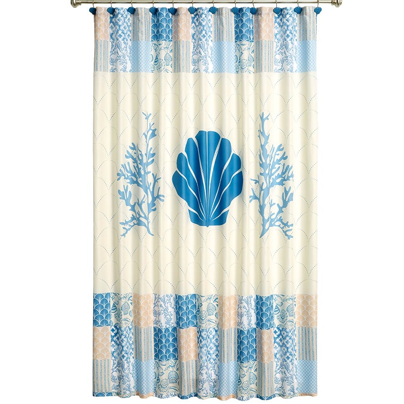 Coral Patch Shower Curtain, Bath Rug, Hand Towels, Valance, or Hooks