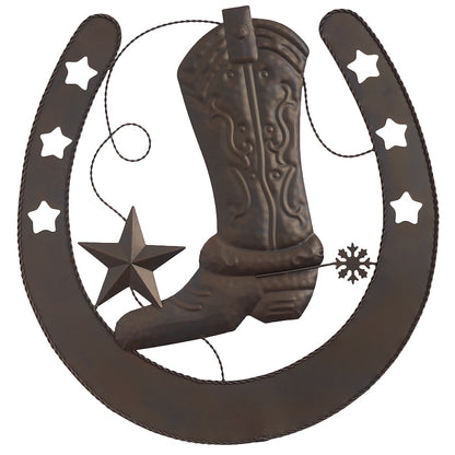Cowboy Boot and Horseshoe Wall Art – Rustic Western Décor