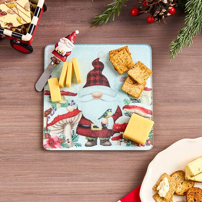 Holiday Glass Cutting Board and Shaped Spreader Set