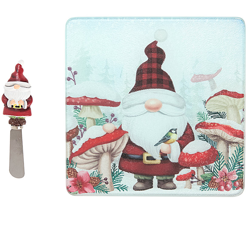 Holiday Glass Cutting Board and Shaped Spreader Set