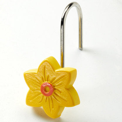 Buffalo Plaid Green Valance or Daffodil Shower Hooks Set of 12