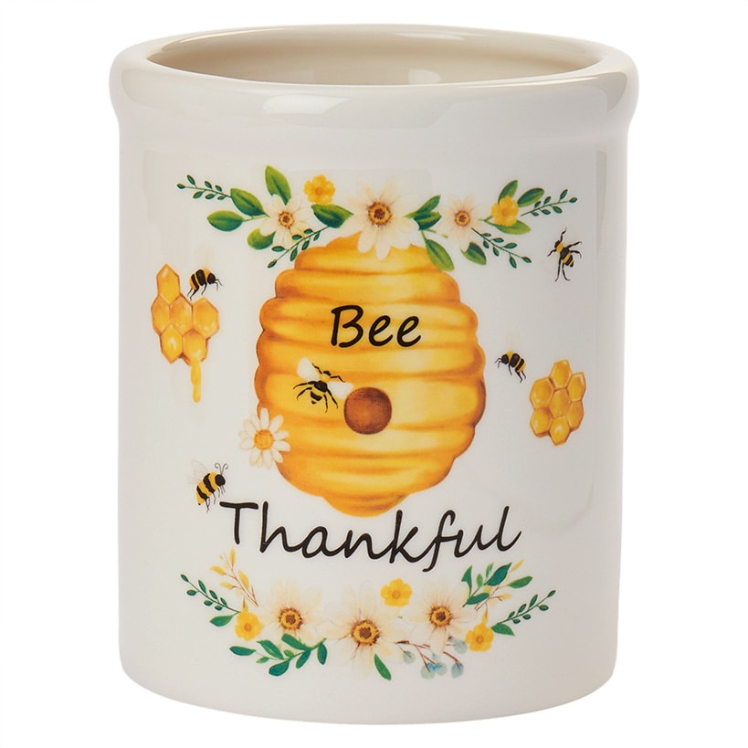 Bee Thankful Decorative Utensil Crock