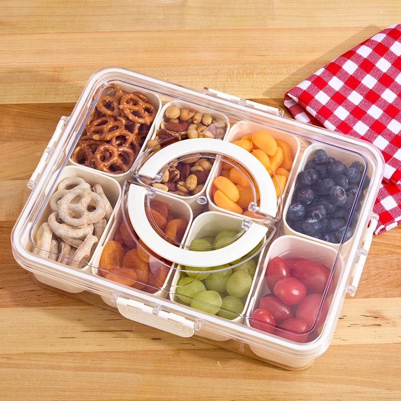 Snackle Box Divided Serving Tray with Lid