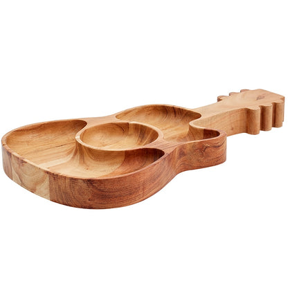 Dolly Parton 3-Section Acacia Wood Guitar Chip and Dip Platter