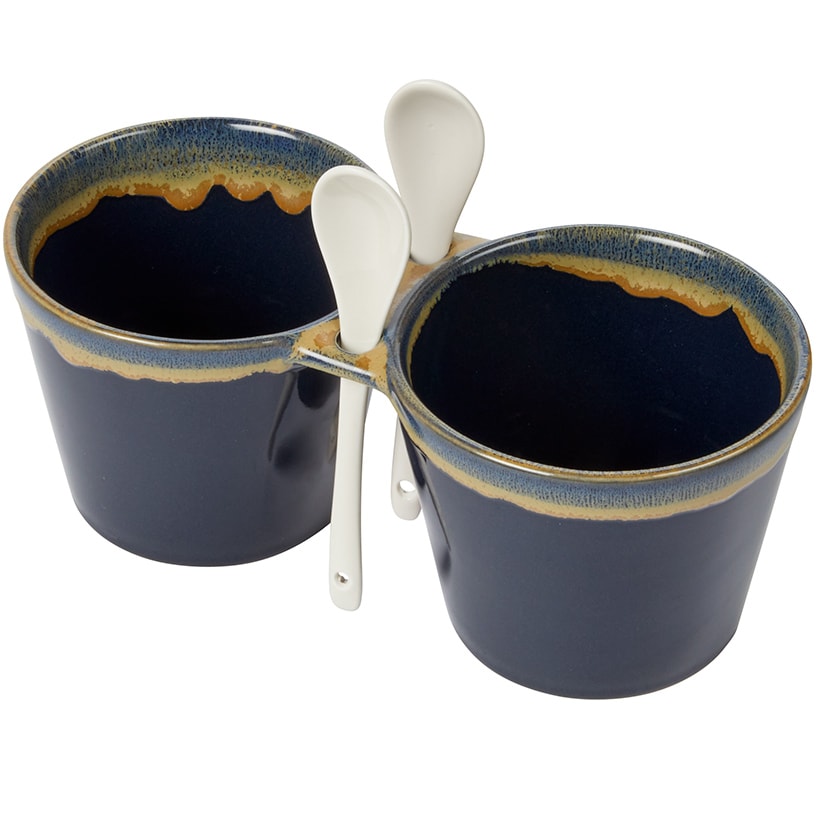 Stoneware Double Bowl with Spoon#select-color_navy