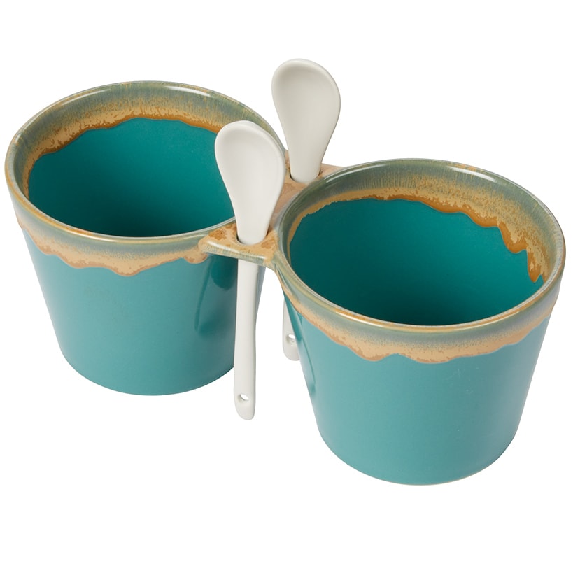 Stoneware Double Bowl with Spoon#select-color_turquoise